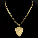 Guitar Pick Gold Pendant Necklace — Stainless Steel