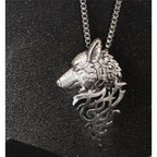 Vintage Men Wolf Head Pendant Necklace Sweater Cosplay Jewelry