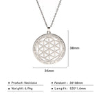 Flower of Life Sacred Geometry Necklace Stainless Steel Mandala Neck Chain Women Men Vintage Universal Spiritual Jewelry