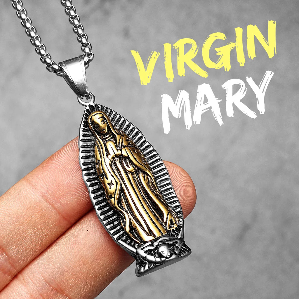 Guadalupe Pendant Necklace Stainless Steel Vintage