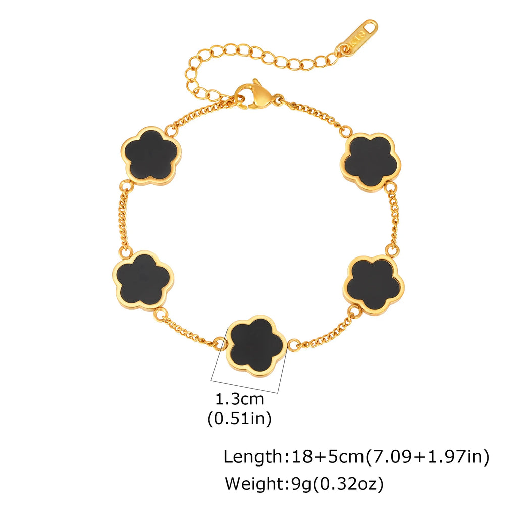 Five Leaf Flower Bracelet — Stainless Steel