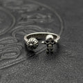 S925 Sterling Silver Vintage Cross Ball Skull Man Opening Fine Ring Men's Medieval Non-Fading Niche Premium