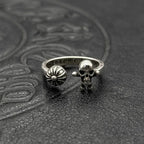 S925 Sterling Silver Vintage Cross Ball Skull Man Opening Fine Ring Men's Medieval Non-Fading Niche Premium