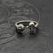 Skull Ring Silver-Tone Vintage Cross Opening Medieval