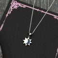 Iced Out Moon Silver Pendant Sterling Blue Zircon