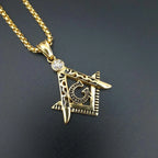Hot sale new Free mason Masonic AG titanium steel necklace with rainstone HIPHOP pendant fashion jewelry best friends Promotion