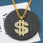 Rapper Dollar Sign Pendant Necklace with Long Chain