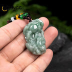 Natural Myanmar Jadeite A Cargo Pixiu Ice Oil Green Pendant  Hand-carved Fashion Lucky Charms for Men and Women Jade Necklace