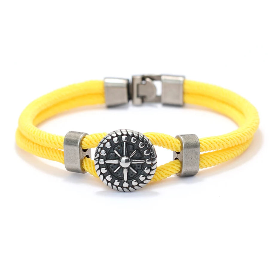 Retro Compass Bracelet For Men Grade A 4mm Marine String Nautical Wrap Braslet Outdoor Sports Hiphop Rock Bangle