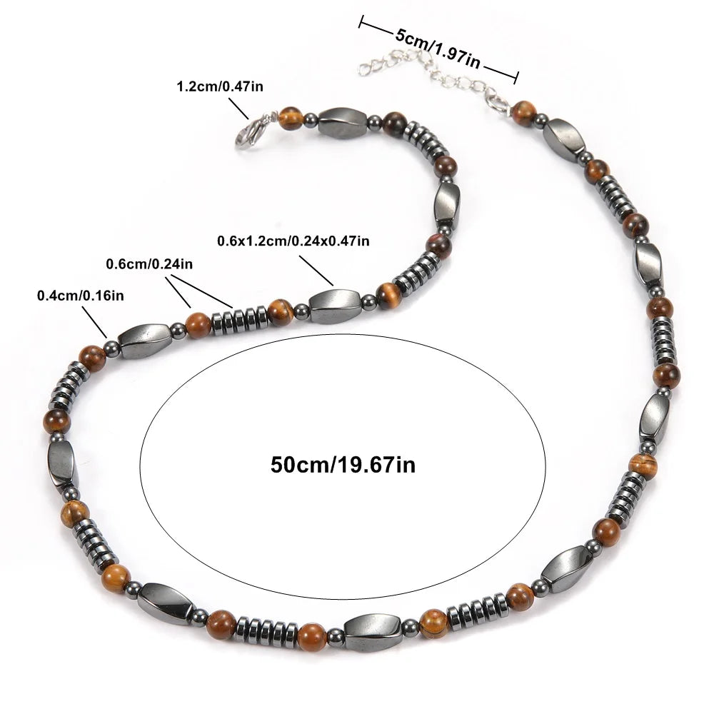 Natural Stone Tiger-eye Hematite Necklace for Men and Women Jewelry Gift