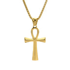 Retro Simple Egyptian Anka Cross Stainless Steel Pendant Necklace Popular Fashion Men and Women Outdoor Party Myth Jewelry Gifts