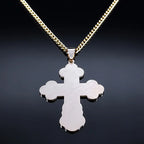 Stainless Steel Orthodox Cross Necklace Minimalist Latin Cross Budded Russian Slavic Christian Serbian Talisman