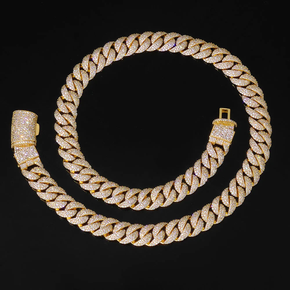 Iced Out Cuban Chain Necklace Stainless Steel 14MM
