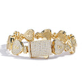 Iced Out Cuban Money Bag Bracelet Stainless Steel