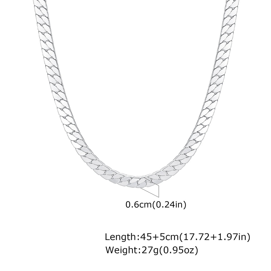Flat Cuban Chain Choker Necklace — Stainless Steel