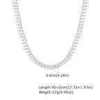Flat Cuban Chain Choker Necklace — Stainless Steel