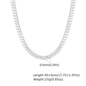 Flat Cuban Chain Choker Necklace — Stainless Steel
