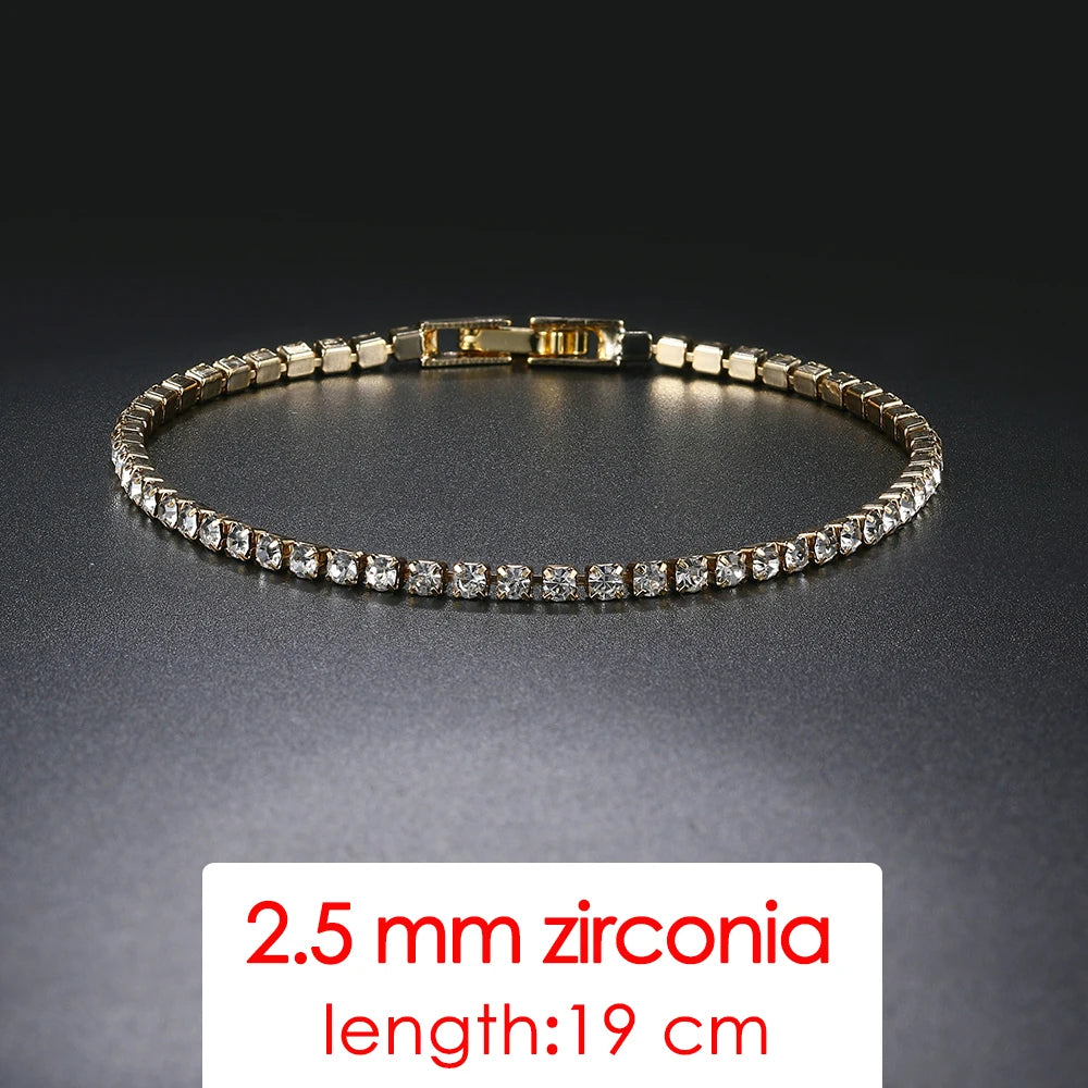 ZHOUYANG Tennis Bracelets For Women Simple Luxury Round Crystal Gold Color Bangle Chain Wedding Female Gift Wholesale Jewelry
