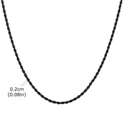 Black Twisted Rope Chain Necklace — Stainless Steel