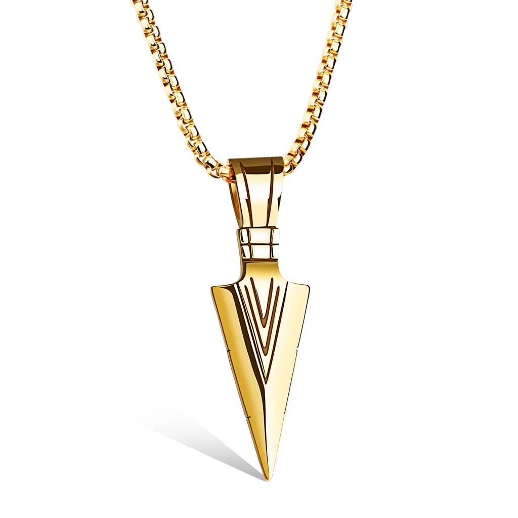 ZAKOL Hiphop Brazil Spearhead Arrows Stainless Steel Pendant Necklaces For Men Boys Cuba Metal Clavicle Chain Choker Jewelry