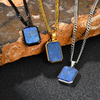 Lapis Lazuli Stone Pendant — Stainless