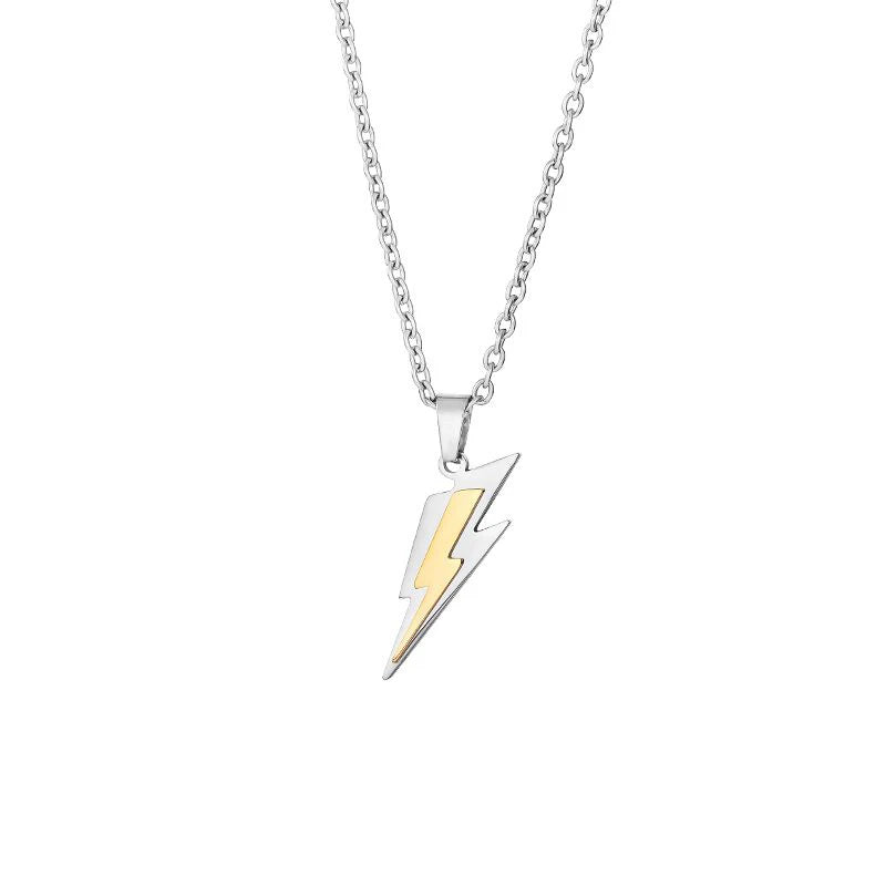 Stainless Steel Zeus Thunder Necklace Lightning Charm for Men and Women Hip Hop Trend Street Party Cool Jewelry
