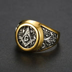Masonic Iced Out White CZ Ring — Stainless Steel