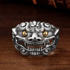 Retro Golden Eye Tang Lion Ring For Men Punk Gothic Open Ring Designer Jewelry Unisex Accessories Cultural Bless Gift