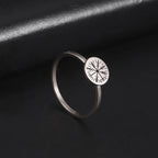LIKGREAT Vintage Viking Rune Signet Scandinavn Rings for Men Women Vegvisir Compass Ring Circle Norse Helm of Awe Amulet Jewelry