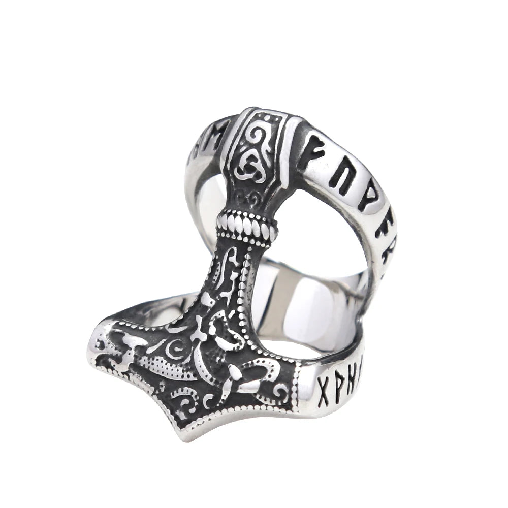 Fashion Punk Vintage Skull Ring Stainless Steel Gothic Biker Ring For Men Women Unique Viking Amulet Jewelry Gift