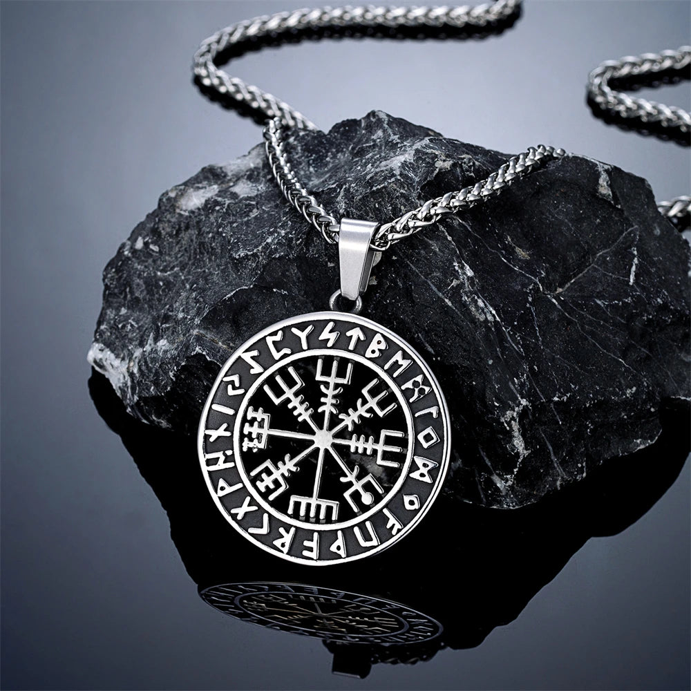 Viking Vegvisir Stainless Steel Pendant Necklace