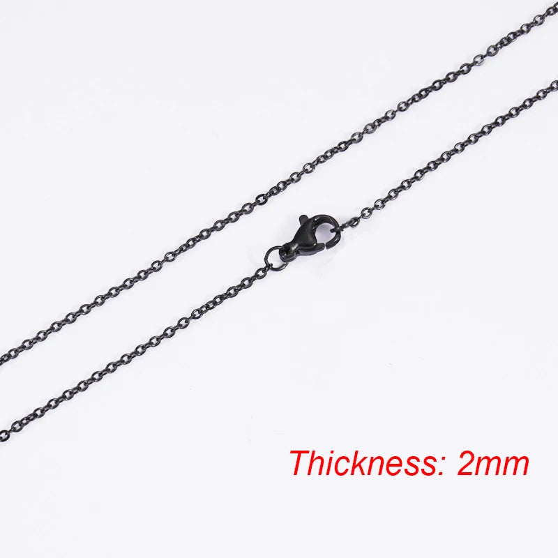 Fnixtar 10Pcs Chain Necklaces 40/45/50/55/60cm Stainless Steel Flat Cable Chain 1/1.5/2mm DIY Jewelry Accessories