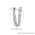 Black Steel Chain Stud Earrings Minimal