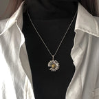 Silver-Tone Large Sunflower Pendant Necklace, 60cm