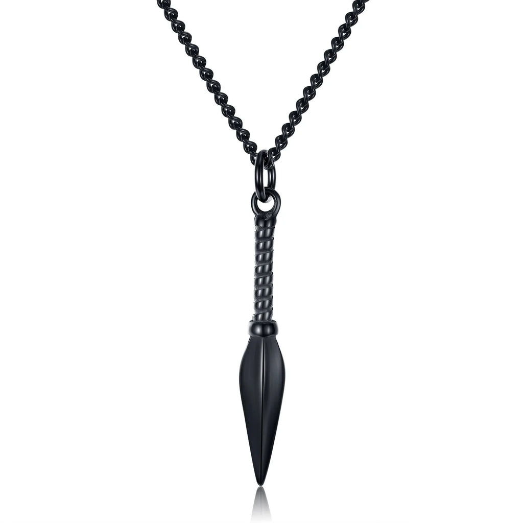 Gold Spear Pendant Necklace Box Chain Statement