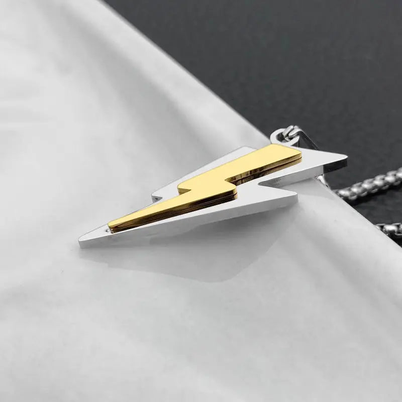 Stainless Steel Zeus Thunder Necklace Lightning Charm for Men and Women Hip Hop Trend Street Party Cool Jewelry