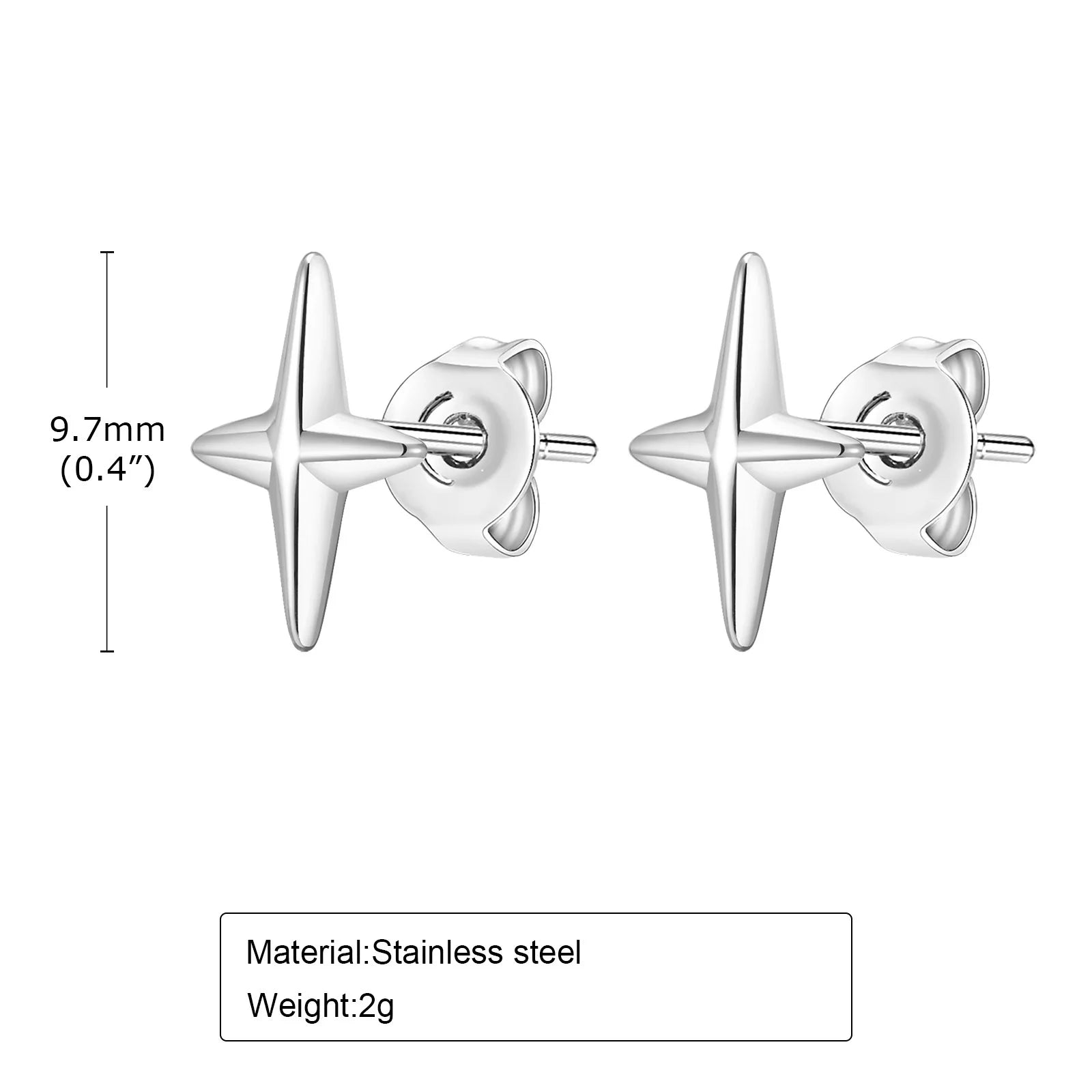 Black Star Stud Earrings — Stainless Steel