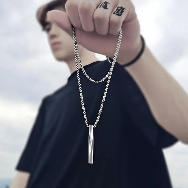 Silver Minimal Spiral Pendant Necklace Stainless