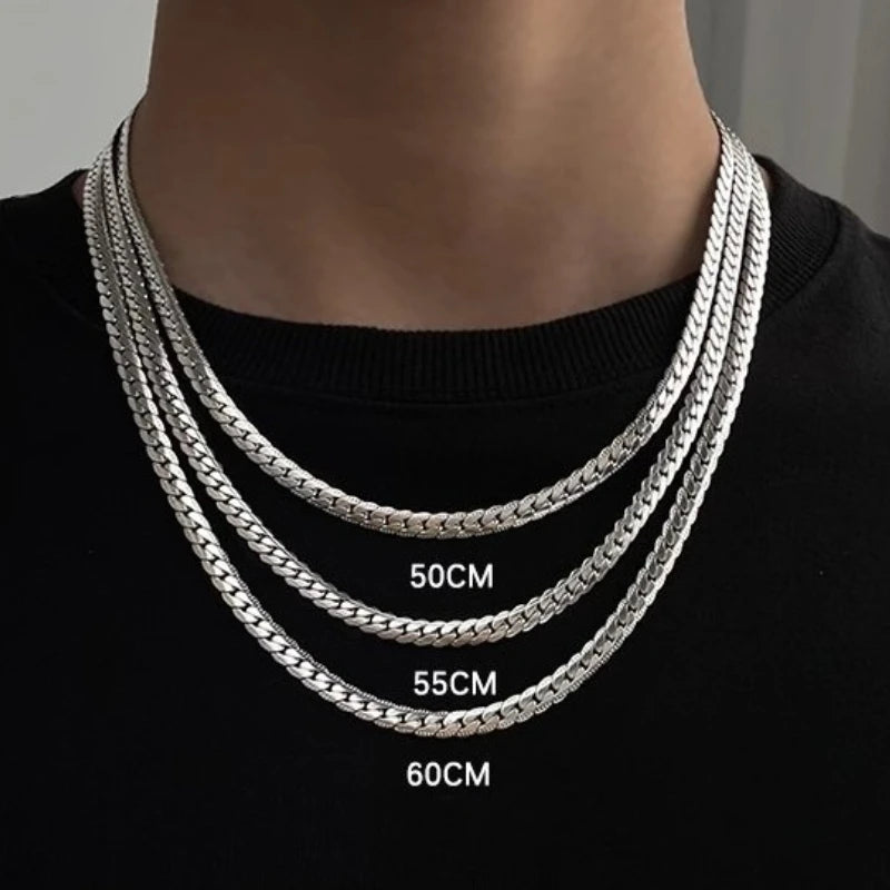 New 925 Sterling Silver Necklace 5MM Side Chain for Men Women Wedding Jewelry Luxury Fashion Style Engagement High Quality Gifts
