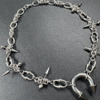 Punk Grunge Goth Rivet Spike Clavicle Chain Necklace