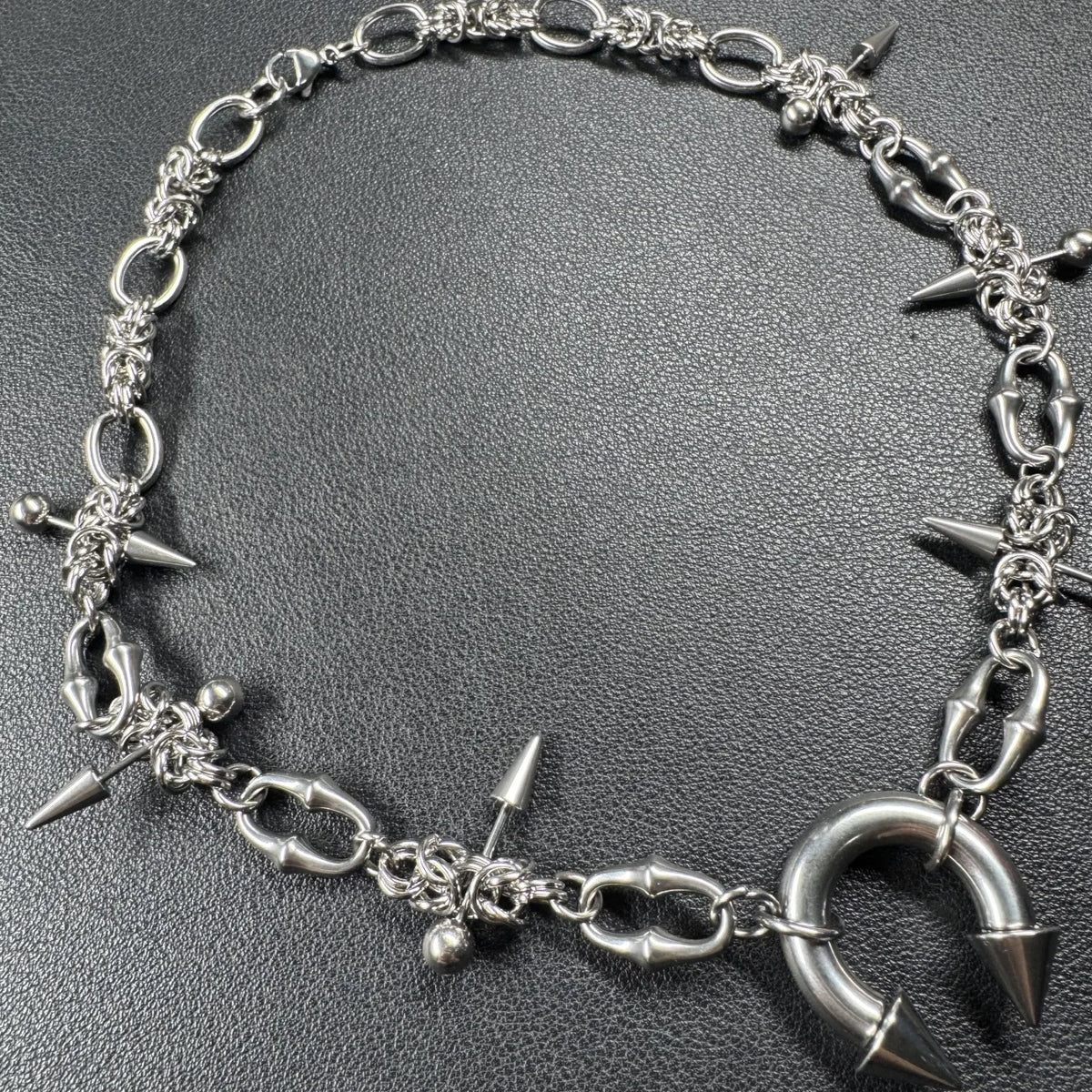 Punk Grunge Goth Rivet Spike Clavicle Chain Necklace