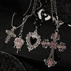 Y2K Spike Cross Pendant Necklace