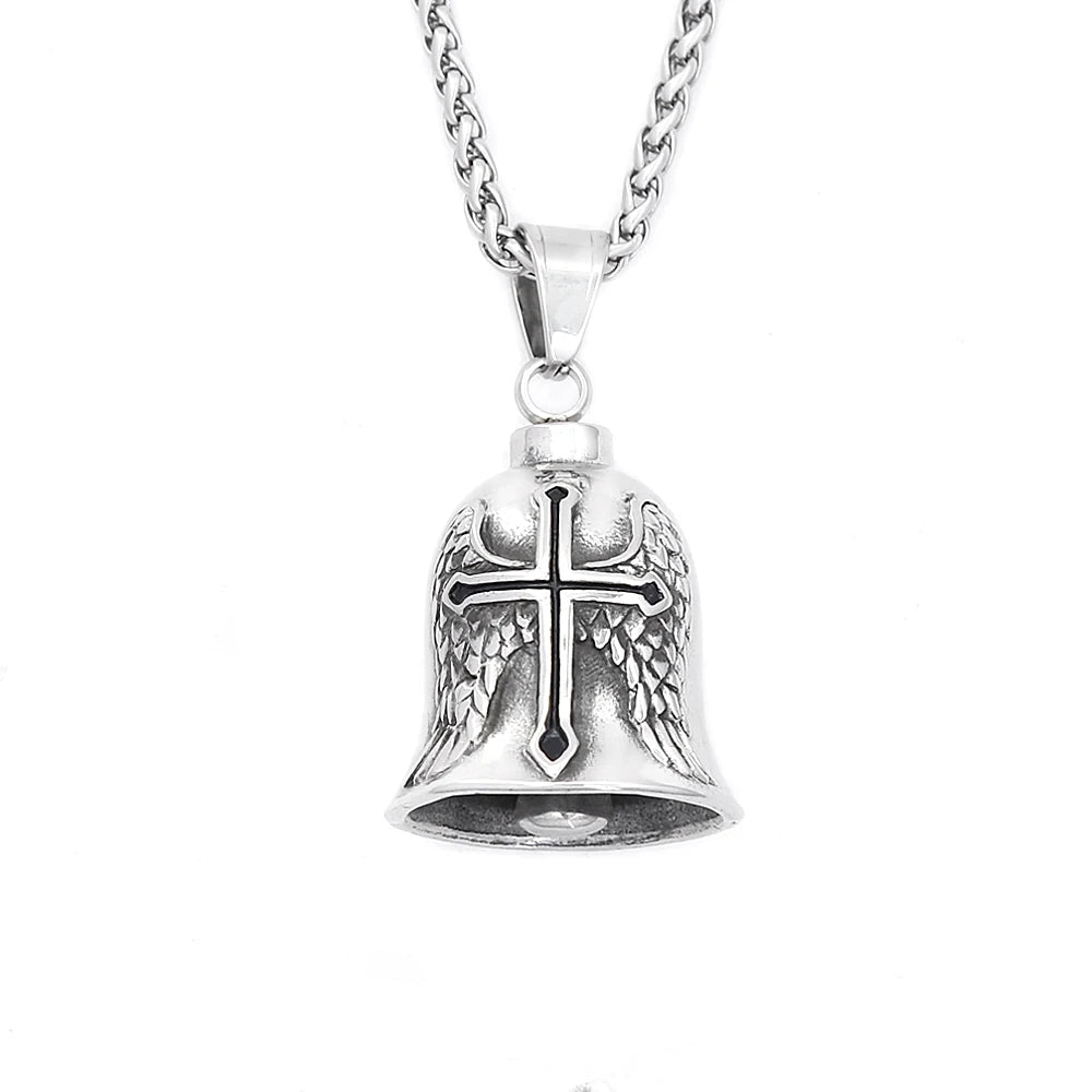 Vintage Bell Charm Amulet Necklace — Stainless Steel