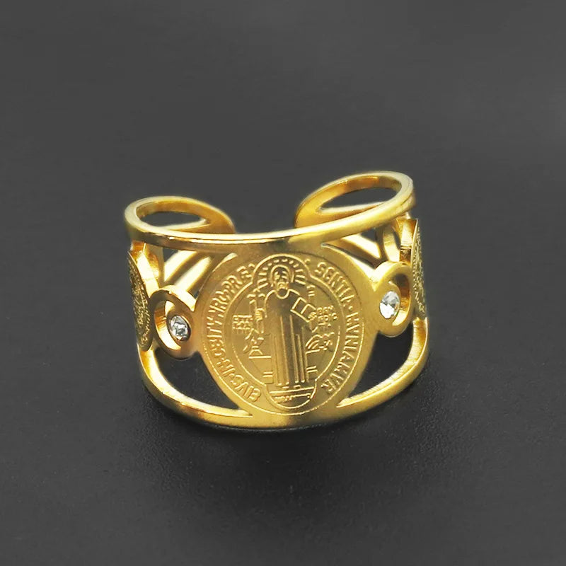 Stainless Steel Rings Signet Protection Amulet Seal of The Seven Archangels Solomon Kabbalah Chunky Stars Fashion Ring