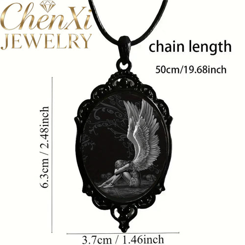 High-End Angel Wings Elliptical Lace Glass Pendant Luxury Quality Fashion Jewelry Exquisite Elegant Charms Popular