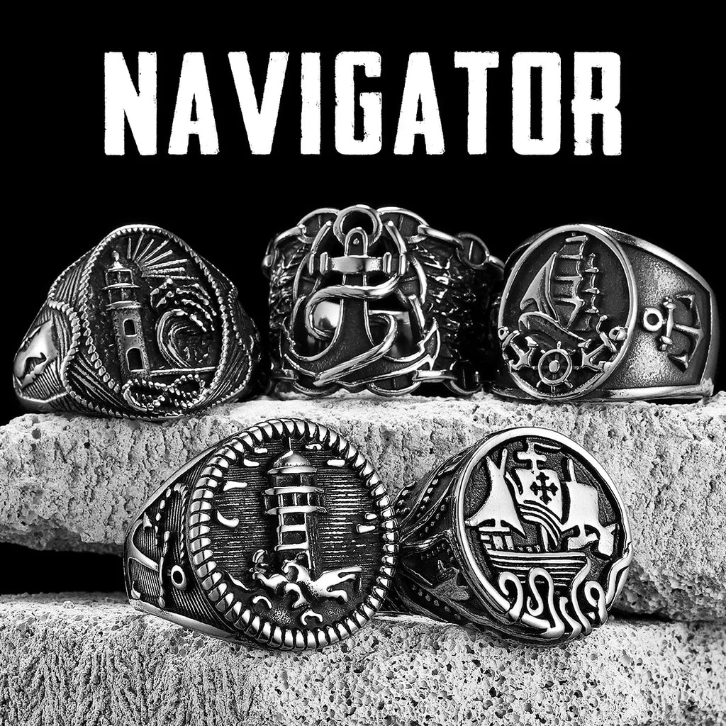 Lighthouse Anchor Ring — Stainless Steel
