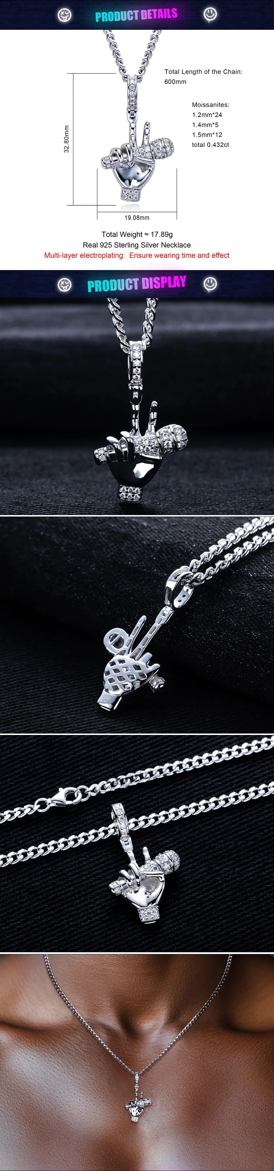 Iced Out Microphone Pendant — 925 Silver