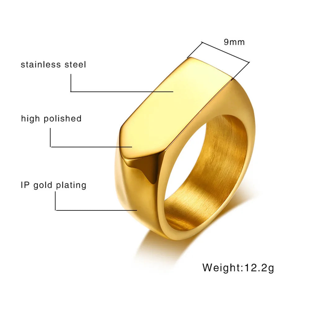 Black Stone Signet Ring — Gold
