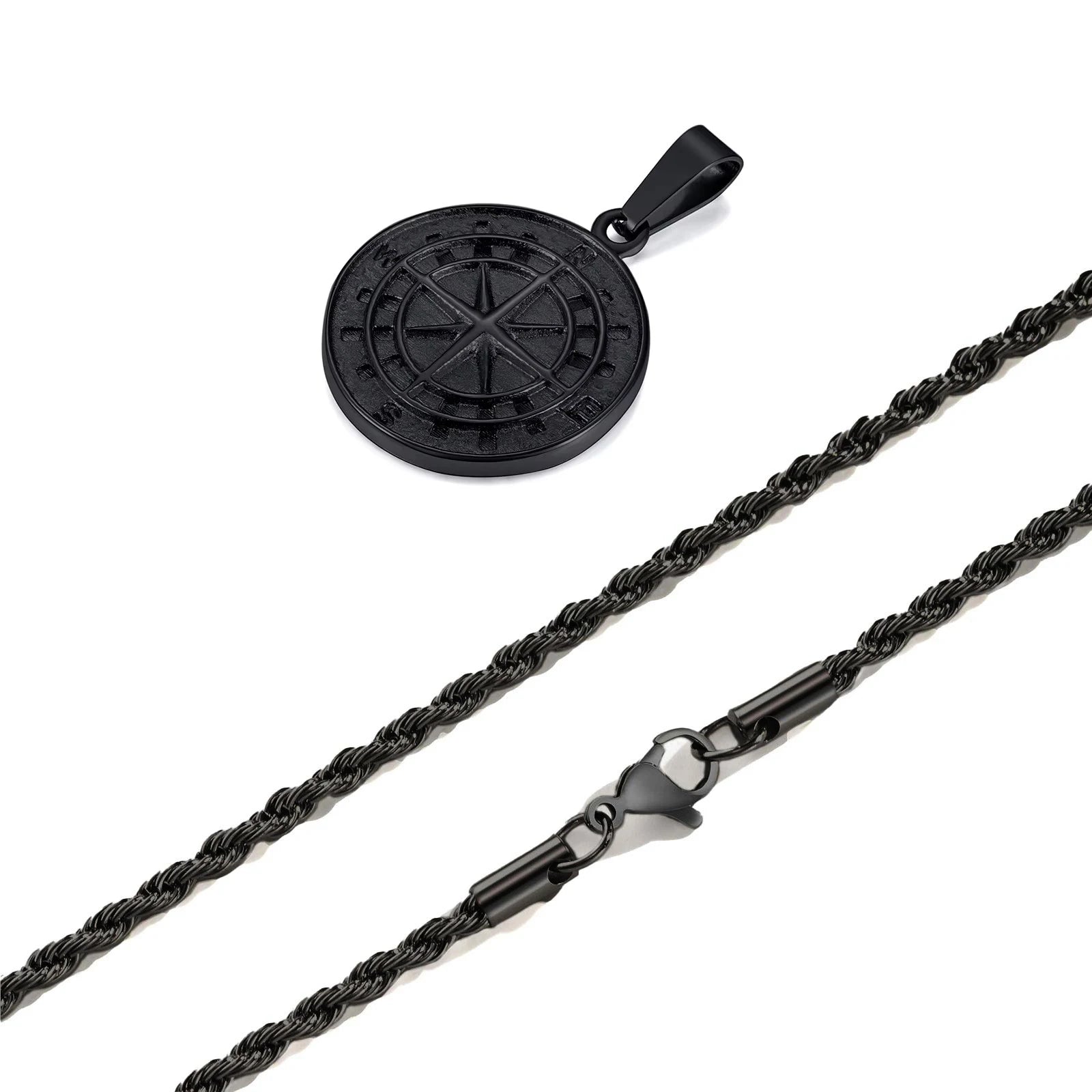 Compass Anchor Medal Pendant — Gold