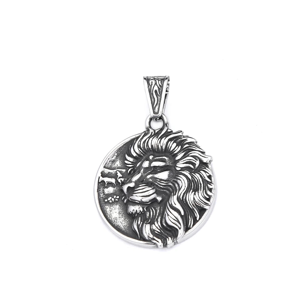 Lion Viking Steel Pendant Nordic Punk Biker Animal